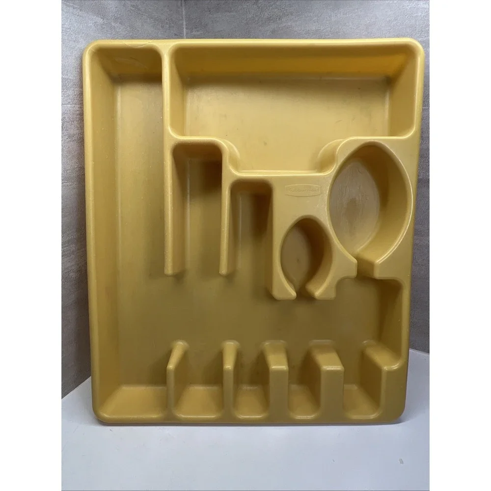 VTG Rubbermaid Gold Yellow Utensil Flatware Silverware Drawer Organizer See Desc